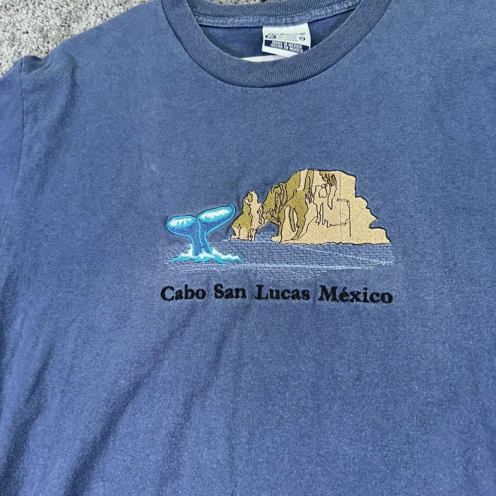 Pablo's Shirt Mens Medium Blue Cabo San Lucas Mexico Embroidered Graphic Tee
